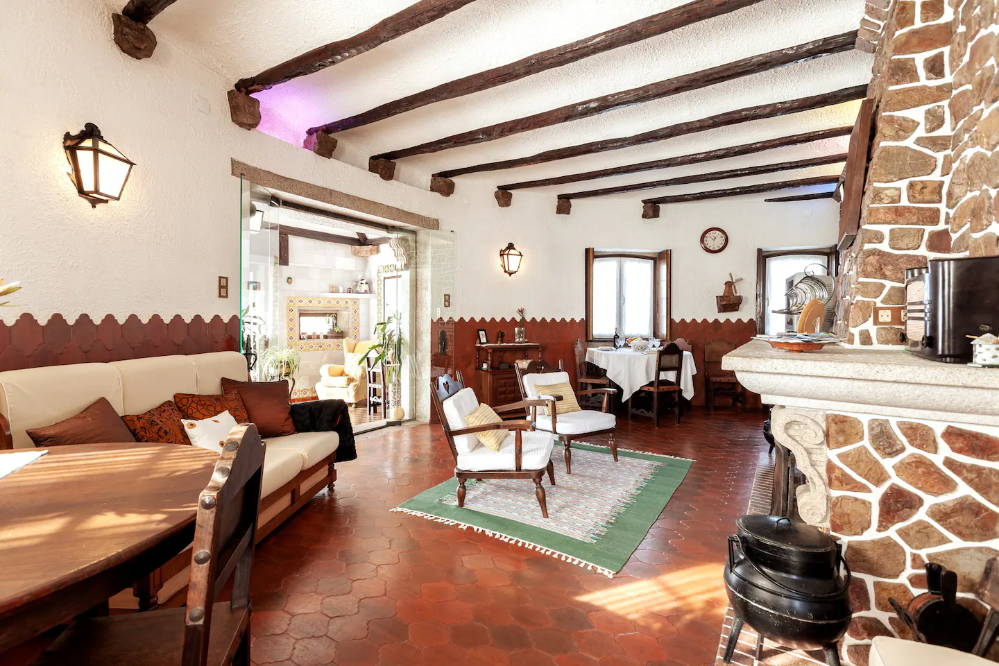 Wide view of the spacious living room